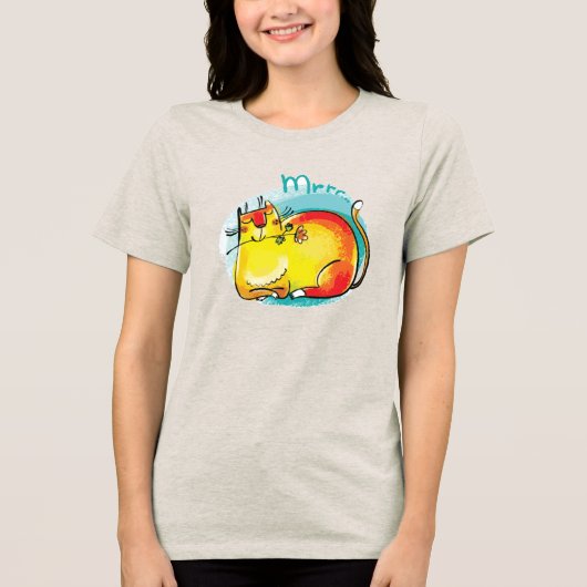 猫おもしろい トライブレンドTシャツ (正面)