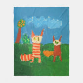 猫おもしろい フリースブランケット (正面)
