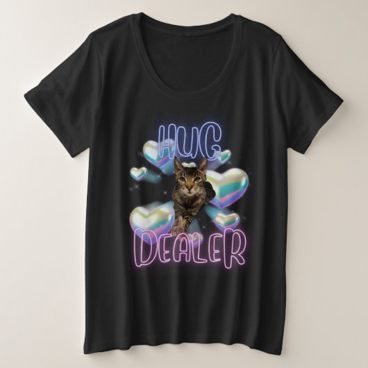 猫おもしろい プラスサイズTシャツ (デザイン正面)