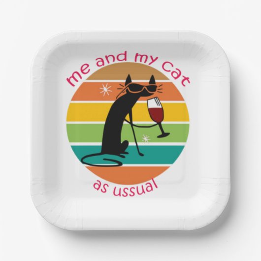 猫おもしろい ペーパープレート (正面)