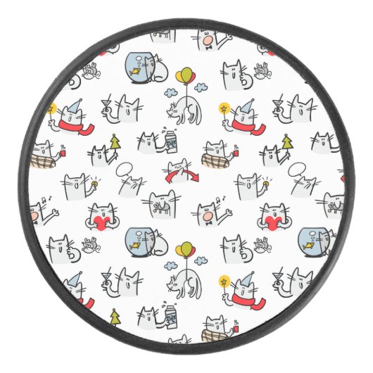 猫おもしろい、ミルク、魔法。 アイスホッケーパック (正面)