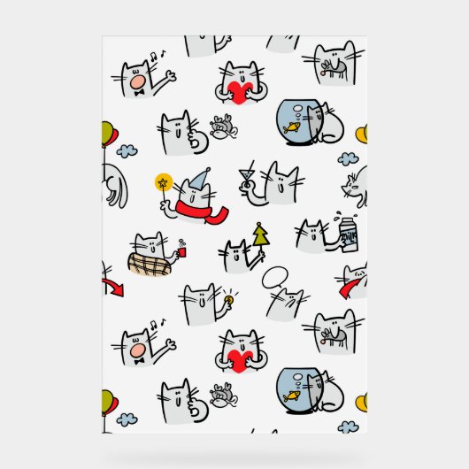 猫おもしろい、ミルク、魔法 アクリルサイン (正面)