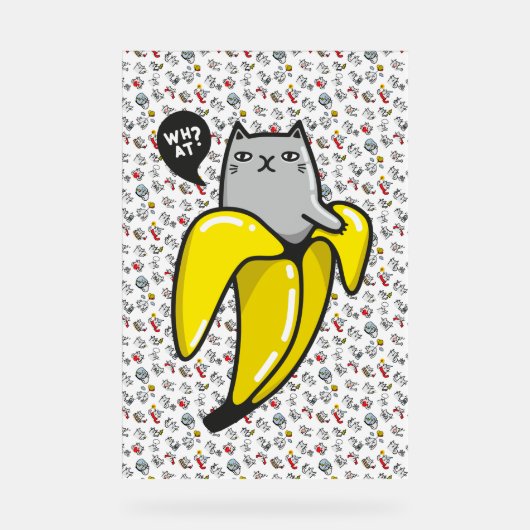 猫おもしろい、ミルク、魔法。 アクリルサイン (正面)