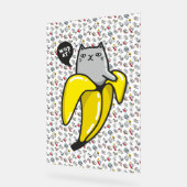 猫おもしろい、ミルク、魔法。 アクリルサイン (傾斜)