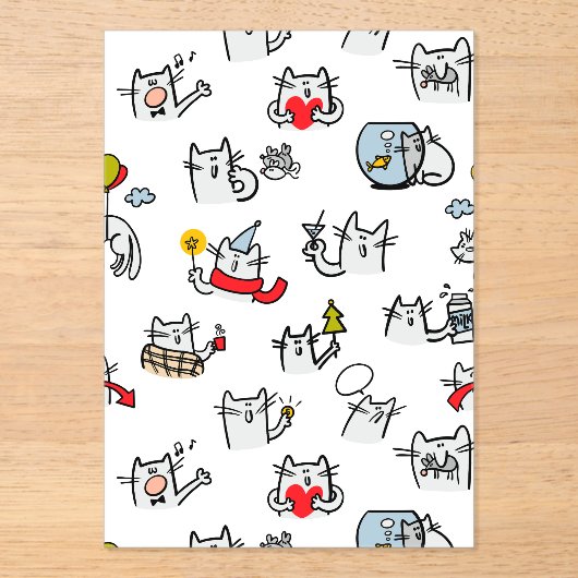 猫おもしろい、ミルク、魔法。 アクリル招待状 (正面)