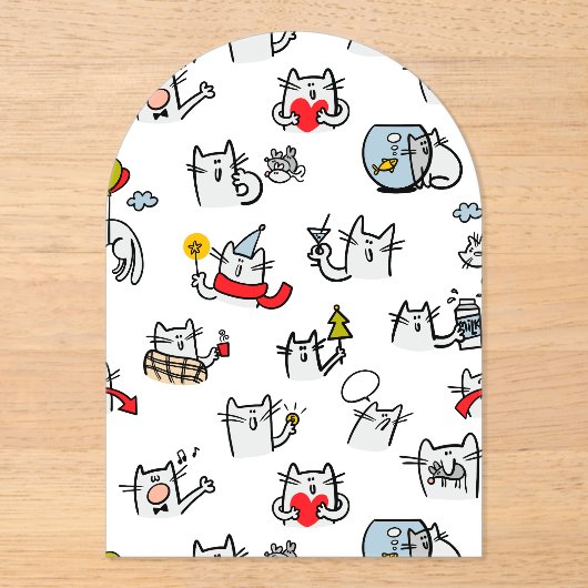 猫おもしろい、ミルク、魔法。 アクリル招待状 (正面)