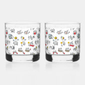 猫おもしろい、ミルク、魔法。 ウイスキーグラス (右)