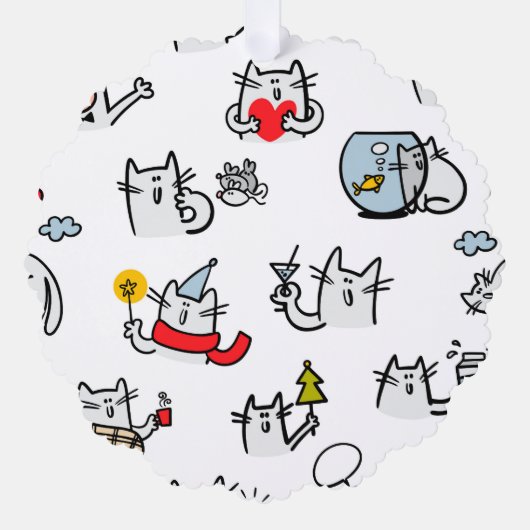 猫おもしろい、ミルク、魔法。 オーナメントカード (正面)