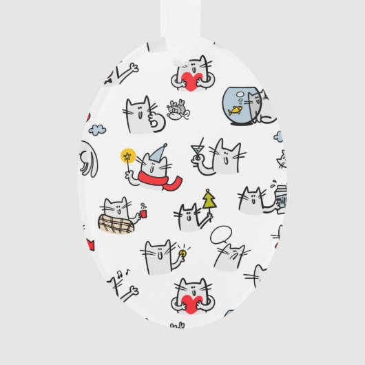 猫おもしろい、ミルク、魔法。 オーナメント (正面)