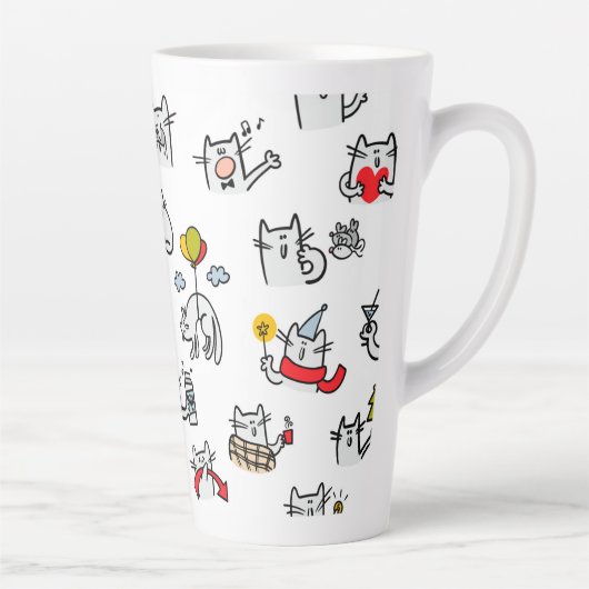 猫おもしろい、ミルク、魔法。 カフェラテマグ (右)