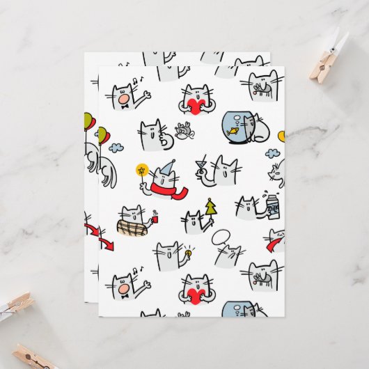 猫おもしろい、ミルク、魔法。 カード (正面/裏面インサイチュ)