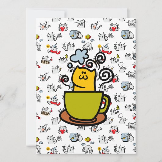 猫おもしろい、ミルク、魔法。 カード (正面)