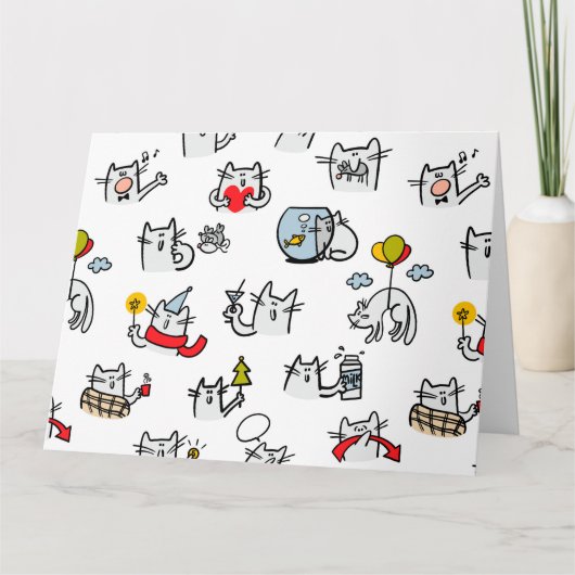 猫おもしろい、ミルク、魔法。 カード (正面)