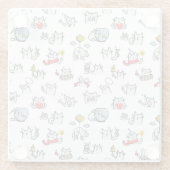 猫おもしろい、ミルク、魔法。 ガラスコースター (裏面)