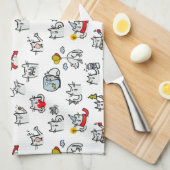 猫おもしろい、ミルク、魔法。 キッチンタオル (四つ折り)