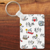 猫おもしろい、ミルク、魔法。 キーホルダー (正面)