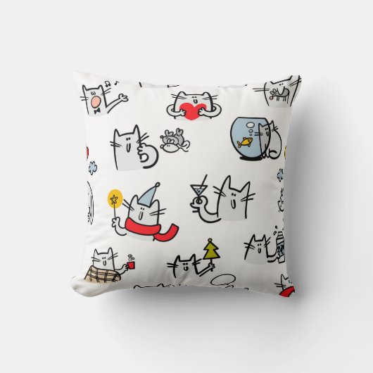 猫おもしろい、ミルク、魔法。 クッション (正面)