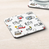 猫おもしろい、ミルク、魔法。 コースター (左側)