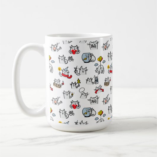 猫おもしろい、ミルク、魔法。 コーヒーマグカップ (左)