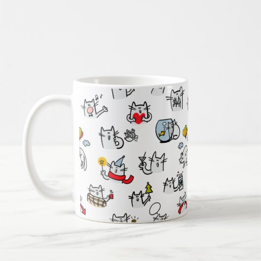 猫おもしろい、ミルク、魔法。 コーヒーマグカップ (左)
