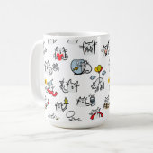 猫おもしろい、ミルク、魔法。 コーヒーマグカップ (正面左)