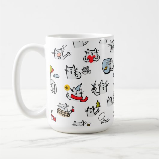 猫おもしろい、ミルク、魔法。 コーヒーマグカップ (左)