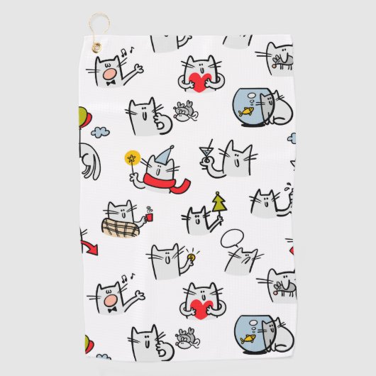 猫おもしろい、ミルク、魔法。 ゴルフタオル (正面)