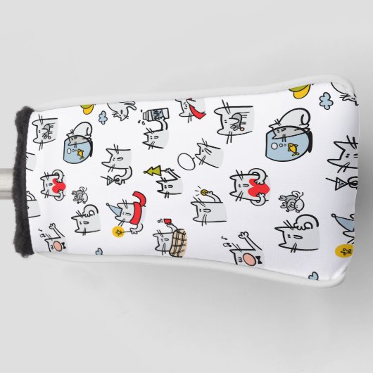 猫おもしろい、ミルク、魔法。 ゴルフヘッドカバー (正面)