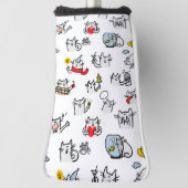 猫おもしろい、ミルク、魔法。 ゴルフヘッドカバー (回転90)