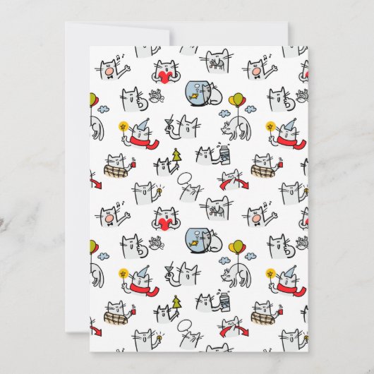 猫おもしろい、ミルク、魔法。 サンキューカード (正面)