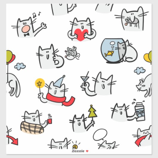 猫おもしろい、ミルク、魔法。 シール (シート)