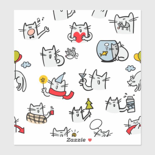 猫おもしろい、ミルク、魔法。 シール (シート)