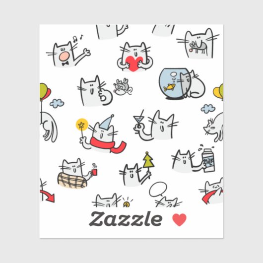 猫おもしろい、ミルク、魔法。 シール (シート)