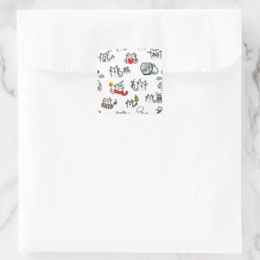 猫おもしろい、ミルク、魔法。 スクエアシール (バッグ)