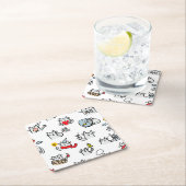 猫おもしろい、ミルク、魔法。 スクエアペーパーコースター (インサイチュ)