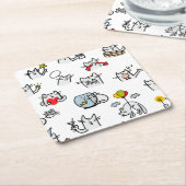 猫おもしろい、ミルク、魔法。 スクエアペーパーコースター (アングル)