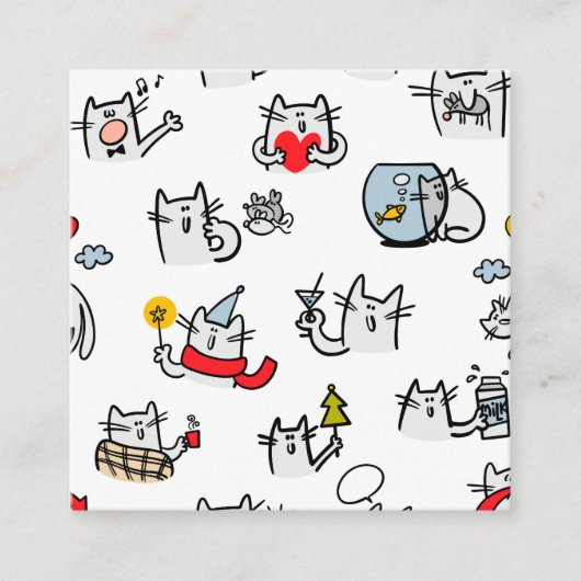 猫おもしろい、ミルク、魔法。 スクエア名刺 (正面)