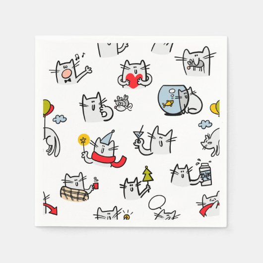 猫おもしろい、ミルク、魔法。 スタンダードカクテルナプキン (正面)