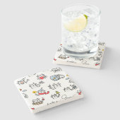 猫おもしろい、ミルク、魔法。 ストーンコースター (横)