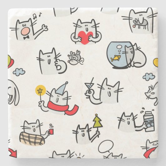 猫おもしろい、ミルク、魔法。 ストーンコースター (正面)