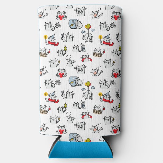 猫おもしろい、ミルク、魔法。 スリム缶クーラー (正面)