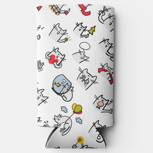 猫おもしろい、ミルク、魔法。 スリム缶クーラー (正面)