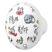 猫おもしろい、ミルク、魔法。 セラミックノブ (右)
