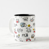 猫おもしろい、ミルク、魔法。 ツートーンマグカップ (正面左)