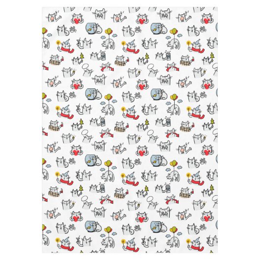 猫おもしろい、ミルク、魔法。 テーブルクロス (正面)