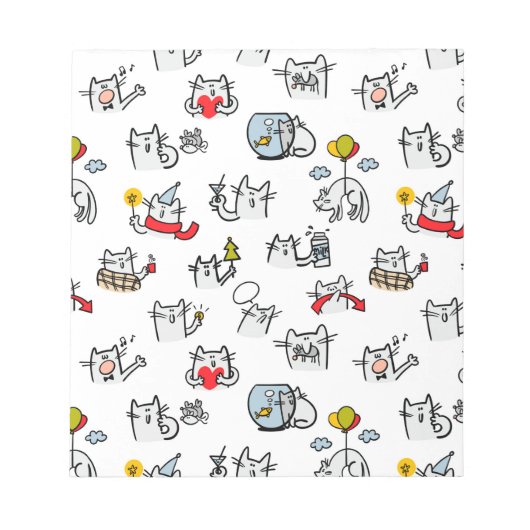 猫おもしろい、ミルク、魔法。 ノートパッド (正面)