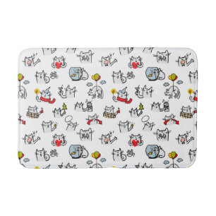 猫おもしろい、ミルク、魔法。 バスマット