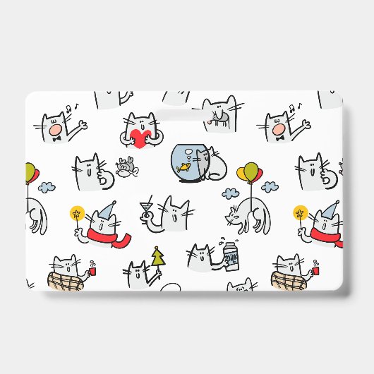 猫おもしろい、ミルク、魔法。 バッジ (正面)