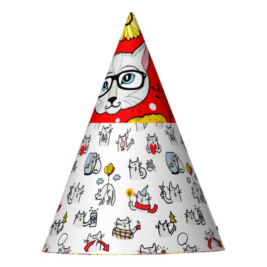 猫おもしろい、ミルク、魔法。 パーティーハット (正面)