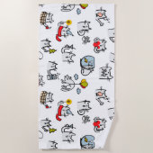 猫おもしろい、ミルク、魔法。 ビーチタオル (正面)